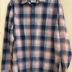 American Eagle Outfitters Blue and Pink Casual Button Down Shirt